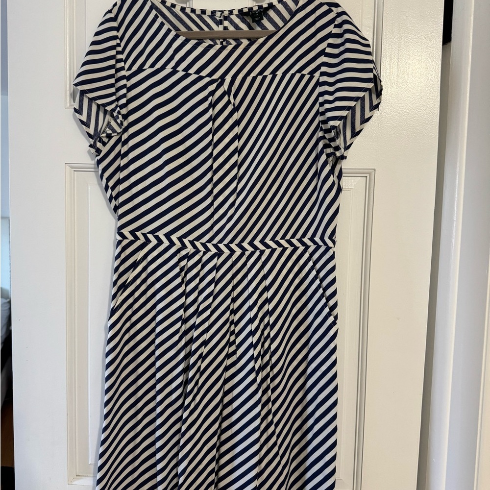 J. CREW Striped Navy and White Dress 10